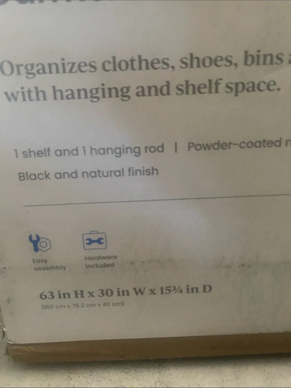 NIB Brightroom Black Garment Rack with Lower Shelf.